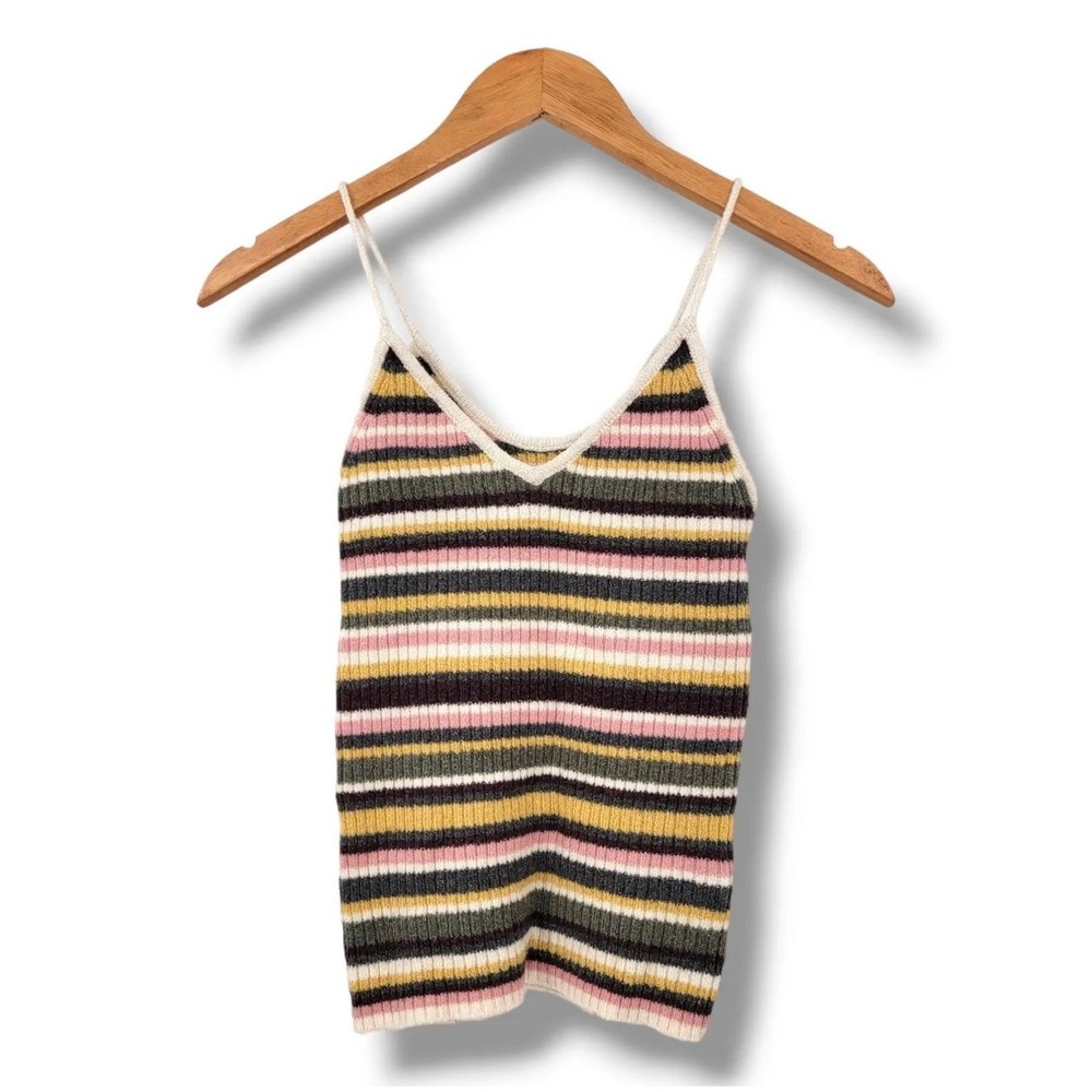 American Eagle Outfitters Women's Striped V Neck Spaghetti Strap Sweater Tank XL